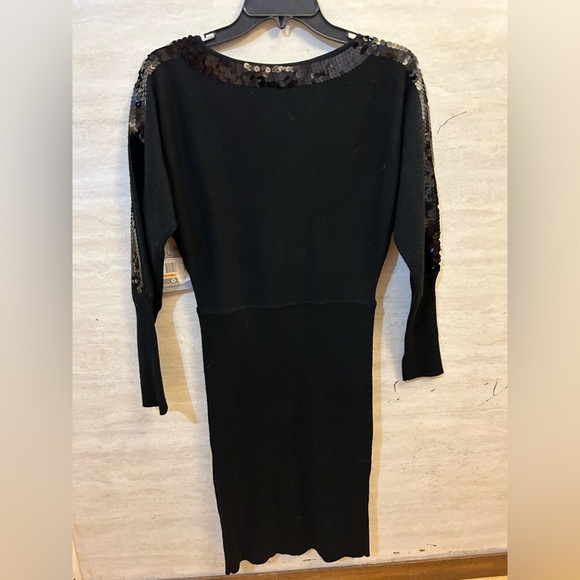 Elegant Black Sequin Sleeve Sweater Dress by Marc of New York - Picture 8 of 8